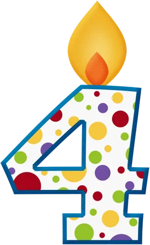 Colorful Birthday Candle Number4 PNG Image