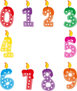 Colorful Birthday Candle Numbers PNG Image