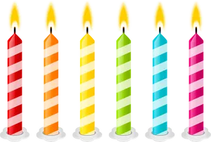 Colorful Birthday Candles Lit PNG Image