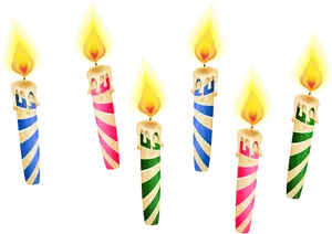 Colorful Birthday Candles Lit PNG Image