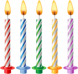 Colorful Birthday Candles Lit PNG Image