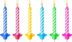 Colorful Birthday Candles Vector PNG Image