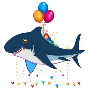 Colorful Birthday Shark Design Png 1 PNG Image