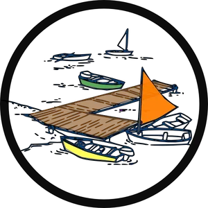 Colorful Boatsat Wooden Dock Illustration PNG Image