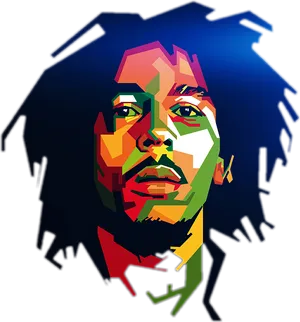 Colorful Bob Marley Vector Portrait PNG Image