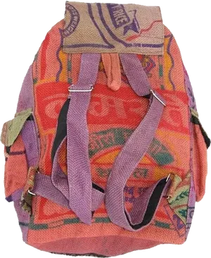 Colorful Bohemian Backpack PNG Image