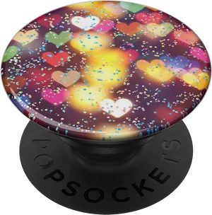 Colorful Bokeh Hearts Pop Socket PNG Image