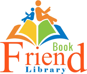 Colorful Book Friends Library Logo PNG Image