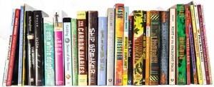 Colorful Book Spine Collection PNG Image