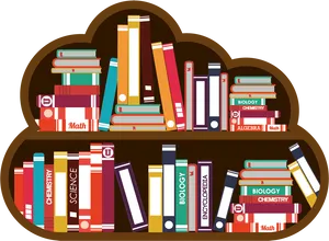 Colorful Bookshelf Vector Illustration PNG Image