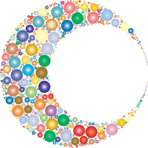 Colorful Bubble Crescent Moon PNG Image