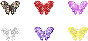 Colorful Butterfly Outlines Collection PNG Image