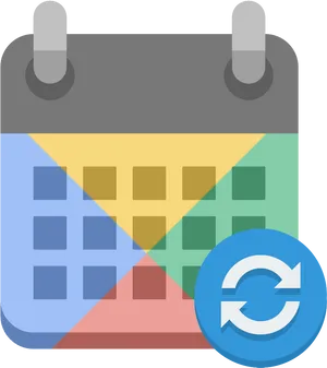 Colorful Calendar Iconwith Sync Symbol PNG Image