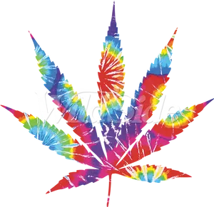 Colorful Cannabis Leaf Artwork PNG Image