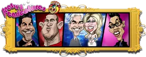 Colorful Caricature Collection Banner PNG Image