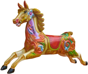 Colorful Carousel Horse Figurine PNG Image