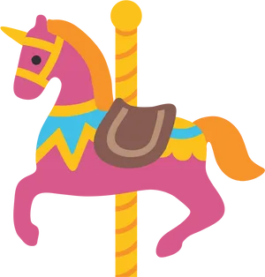 Colorful Carousel Horse Illustration PNG Image