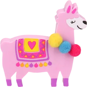 Colorful Cartoon Alpaca Figurine.png PNG Image