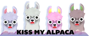 Colorful Cartoon Alpacaswith Accessories PNG Image