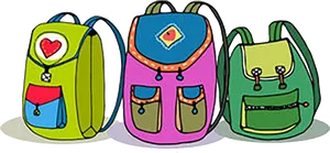 Colorful Cartoon Backpacks PNG Image