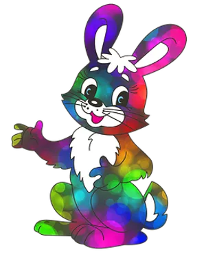 Colorful Cartoon Bunny Illustration PNG Image