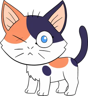 Colorful Cartoon Calico Cat PNG Image