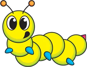 Colorful Cartoon Caterpillar PNG Image