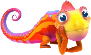 Colorful Cartoon Chameleon PNG Image