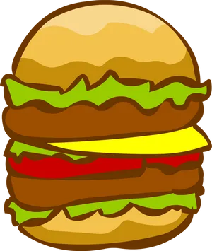 Colorful Cartoon Cheeseburger PNG Image