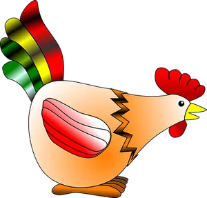 Colorful Cartoon Chicken Illustration PNG Image