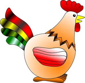 Colorful Cartoon Chicken Illustration PNG Image