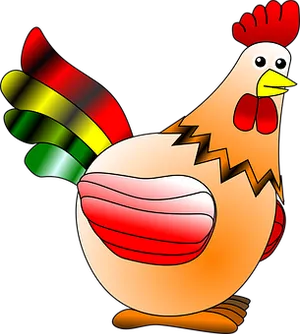 Colorful Cartoon Chicken PNG Image