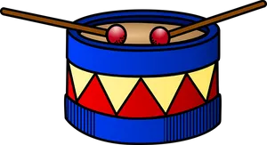 Colorful Cartoon Drum Illustration PNG Image