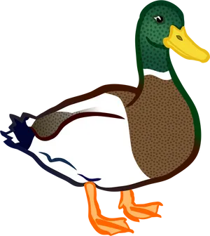 Colorful Cartoon Duck Illustration PNG Image