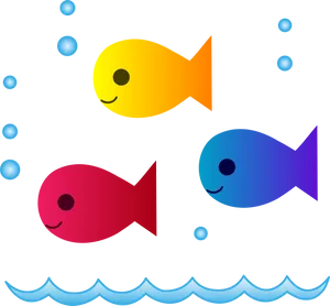 Colorful Cartoon Fish Underwater PNG