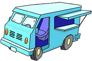 Colorful Cartoon Food Truck PNG Image