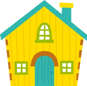 Colorful Cartoon House Clipart PNG Image