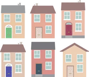 Colorful Cartoon Houses Vector PNG