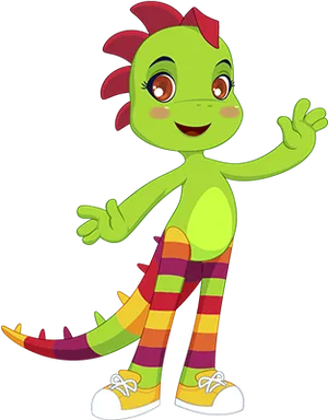 Colorful Cartoon Iguana Character PNG Image