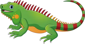 Colorful Cartoon Iguana PNG Image