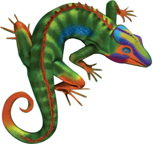 Colorful Cartoon Iguana PNG Image