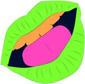 Colorful Cartoon Lipsand Tongue PNG Image