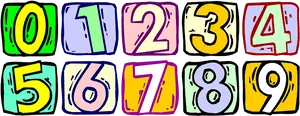 Colorful Cartoon Numbers0to9 PNG Image