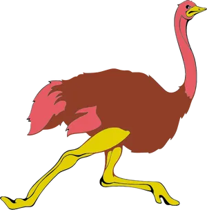 Colorful Cartoon Ostrich PNG Image