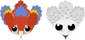 Colorful Cartoon Owls PNG Image