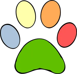 Colorful Cartoon Paw Print PNG Image