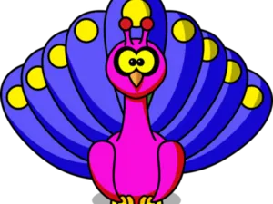 Colorful Cartoon Peacock PNG Image