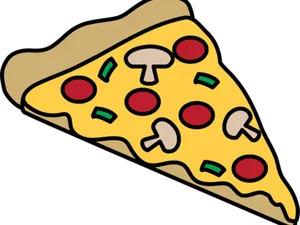 Colorful Cartoon Pizza Slice PNG Image