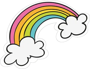 Colorful Cartoon Rainbowand Clouds PNG Image