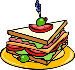 Colorful Cartoon Sandwich PNG Image